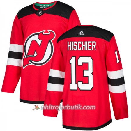 Män Ishockey New Jersey Devils Tröja Nico Hischier 13 Adidas 2017-2018 Röd Authentic